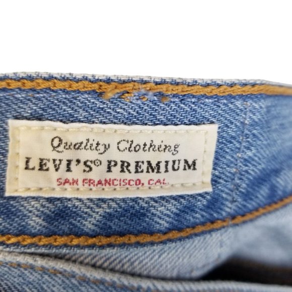 Levi's Womens 31 Blue Medium Wash Denim Distressed Wedgie Fit Straight Jeans - Picture 8 of 11